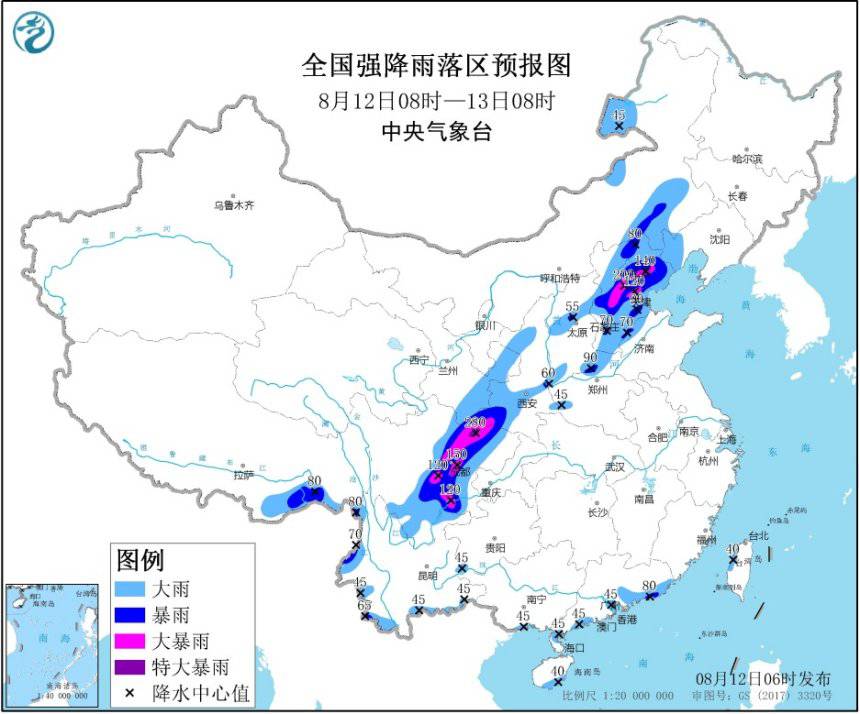 京津冀等地本日有年夜暴雨局地有雷暴年夜风