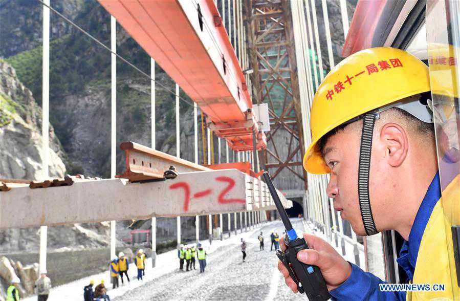 CHINA-TIBET-GYACA COUNTY-LHASA-NYINGCHI RAILWAY-BRIDGE-TRACK LAYING (CN)