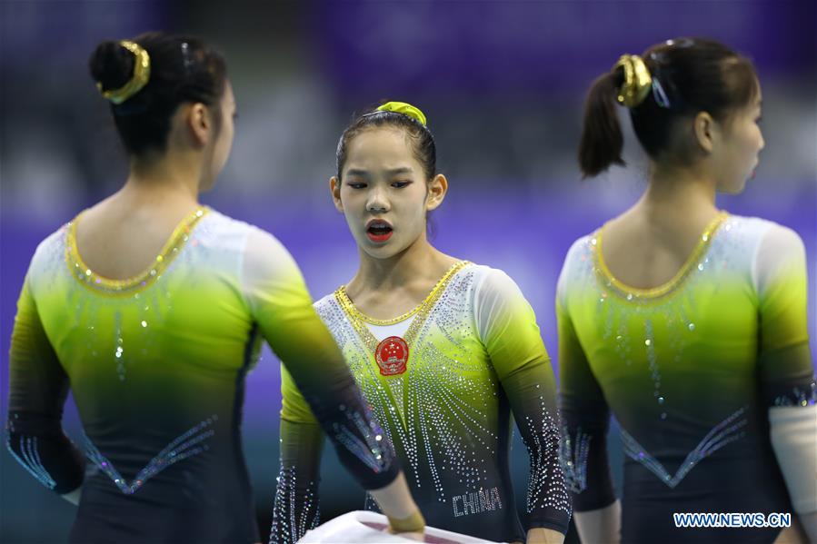 (SP)CHINA-ZHAOQING-GYMNASTICS-CHINESE NATIONAL CHAMPIONSHIPS-TRANING (CN)