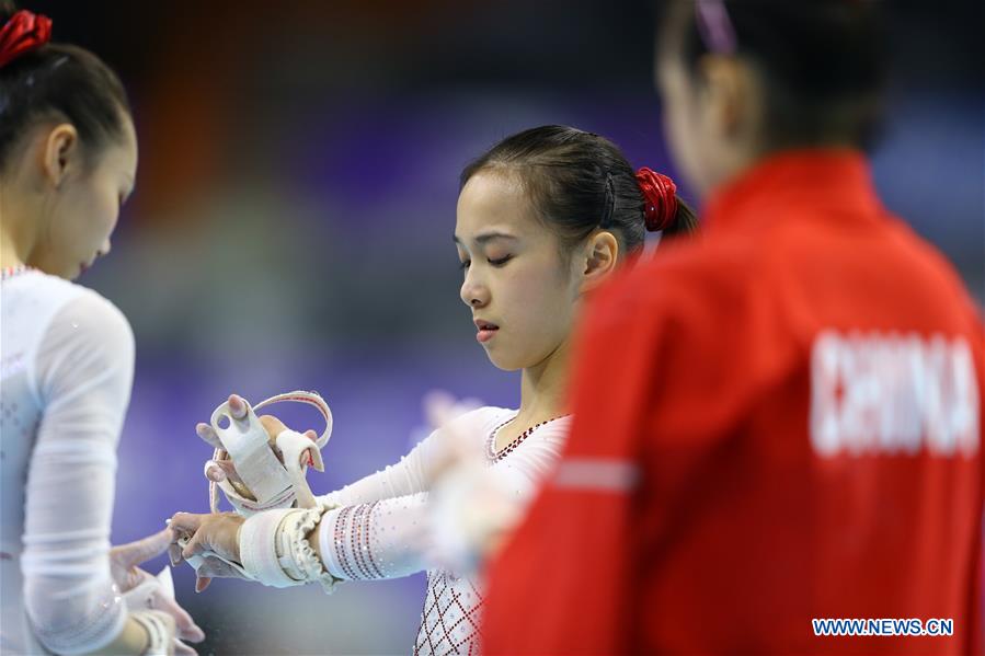 (SP)CHINA-ZHAOQING-GYMNASTICS-CHINESE NATIONAL CHAMPIONSHIPS-TRANING (CN)