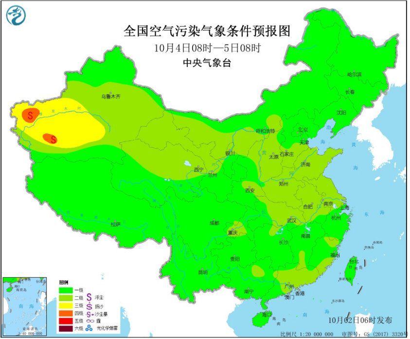 中东部地区大气污染扩散条件较好 西北地区有沙尘