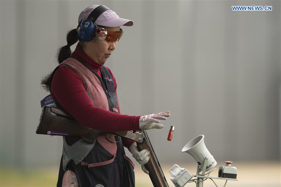 (SP)CHINA-SHANXI-LINFEN-SHOOTING-CHINESE NATIONAL CHAMPIONSHIPS-WOMEN'S TRAP QUALIFICATION (CN)