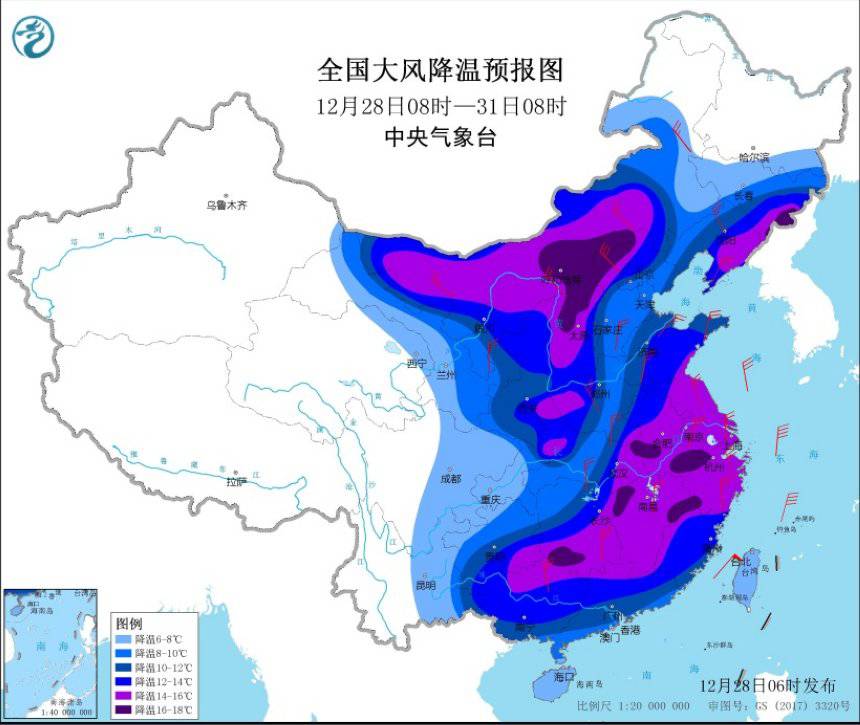 寒潮橙色预警发布！西北东北华北等地预计降温12～16℃