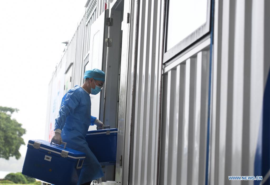 Temporary laboratory for nucleic acid testing set up in Nanjing