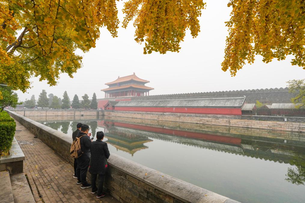 11月2日,游客在北京故宫神武门附近赏景。当日,北京出现大雾天气。新华社记者 陈晔华 摄 11月2日,游客在北京故宫神武门附近赏景。当日,北京出现大雾天气。新华社记者 陈晔华 摄