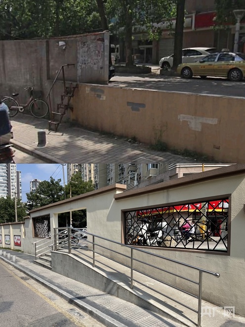 观云路公众参与示范街改造前后对比图(央广网发 王锡斐 制) 观云路公众参与示范街改造前后对比图(央广网发 王锡斐 制)