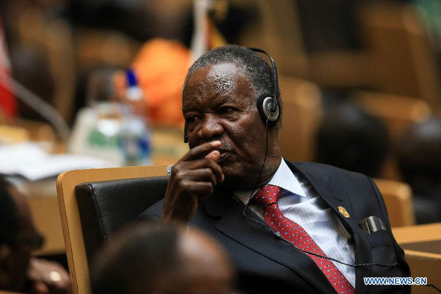 The file photo taken on Jan. 31, 2014 shows Zambian President Michael Sata attending the closing ceremonoy of the 22nd Ordinary Session of the Assembly of the African Union in Addis Ababa, Ethiopia.