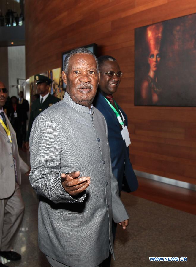 The file photo taken on Jan. 30, 2014 shows Zambian President Michael Sata attending the opening ceremonoy of the 22nd Ordinary Session of the Assembly of the African Union in Addis Ababa, Ethiopia.