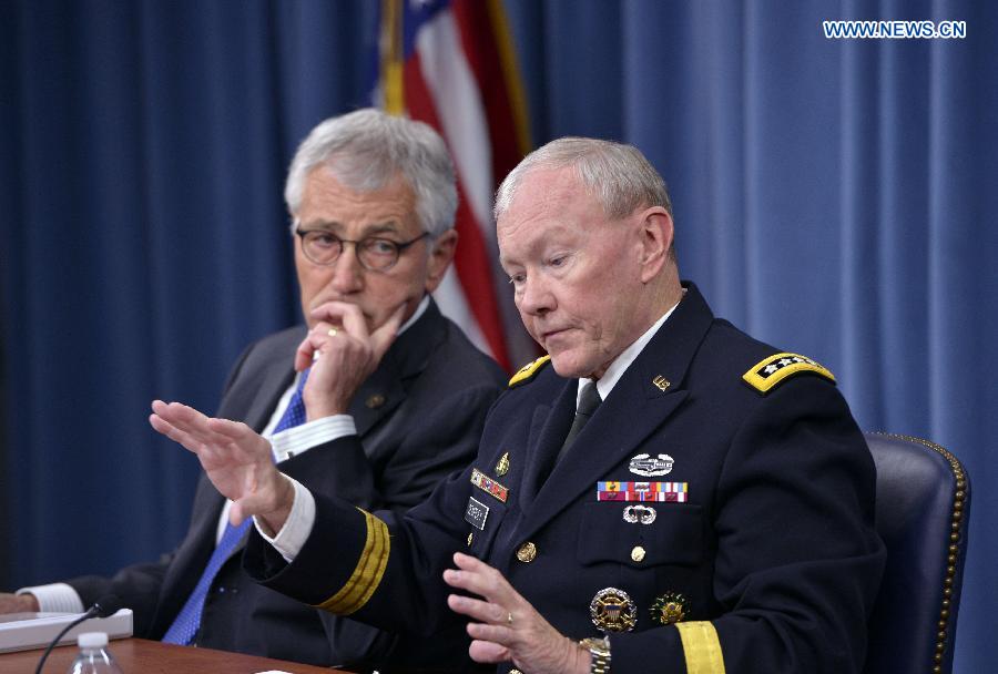 Hagel holds press briefing at Pentagon in Washington D.C. 