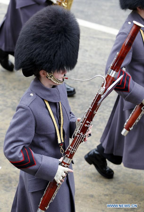 A military band man parades during the annual Lord Mayor's Show in London, Britain on Nov. 8, 2014. 