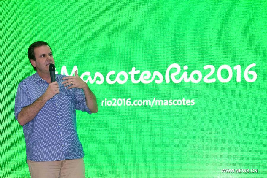 Eduardo Paes, mayor of the city of Rio de Janeiro, addresses the unveiling ceremony in Rio de Janeiro, Brazil, Nov. 24, 2014. 
