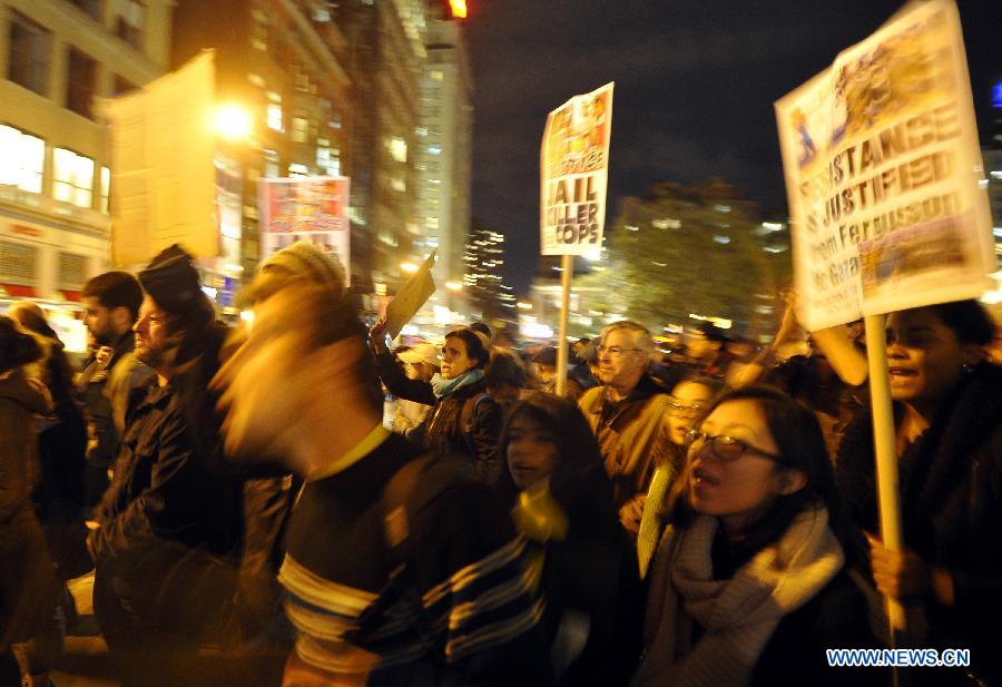 People gather for a Ferguson protest in New York Nov. 25, 2014. 