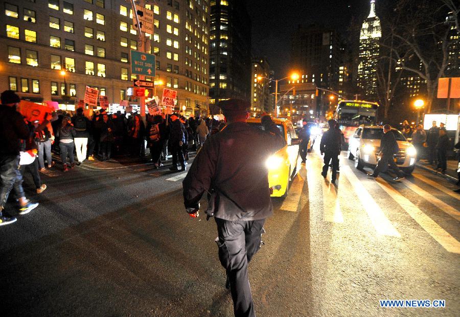 People gather for a Ferguson protest in New York Nov. 25, 2014.