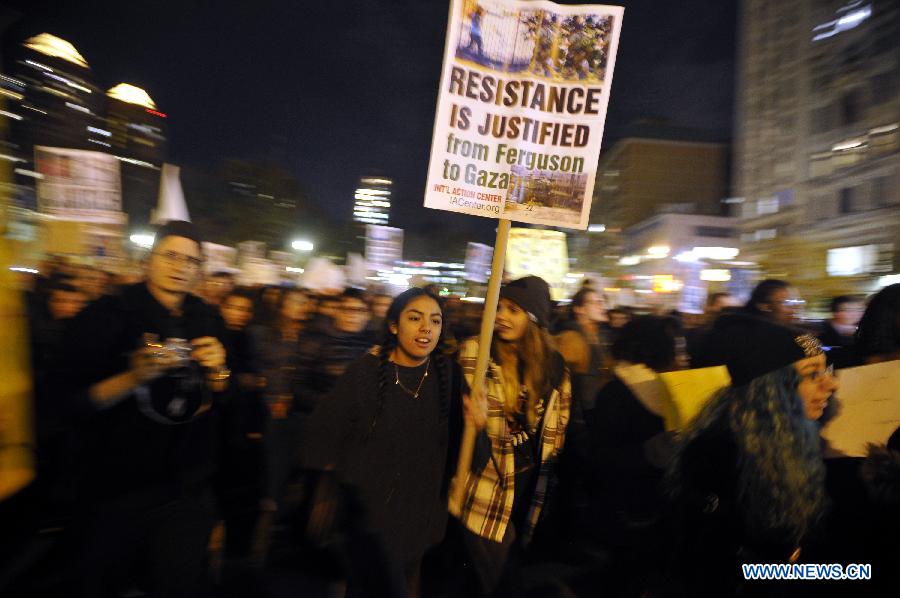 People gather for a Ferguson protest in New York Nov. 25, 2014. 