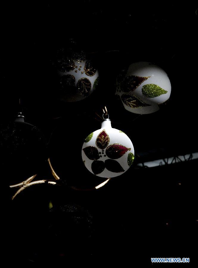 Image taken on Dec. 6, 2014 shows spheres exhibited in Tlalpujahua of Michoacan State, Mexico. The Magic Town of Tlalpujahua is renowned for its Christmas spheres created by its artisans.