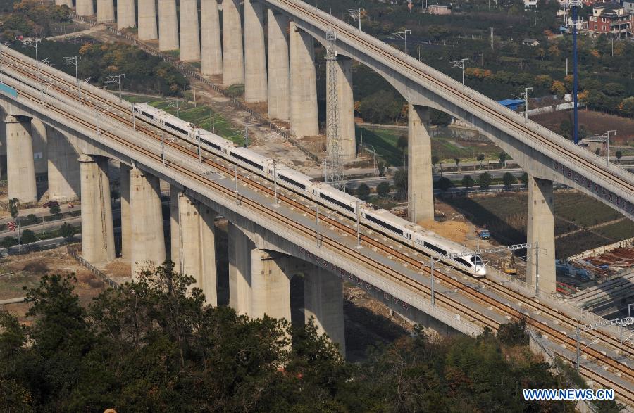 The Hangzhou-Nanchang high-speed railway connecting Hangzhou and Nanchang, capitals of east China's Zhejiang and Jiangxi provinces respectively, started operation on Dec. 10. The Hangzhou-Nanchang railway is part of the Shanghai-Kunming railway linking Shanghai Municipality in east China and Kunming, capital of southwest China's Yunnan Province.