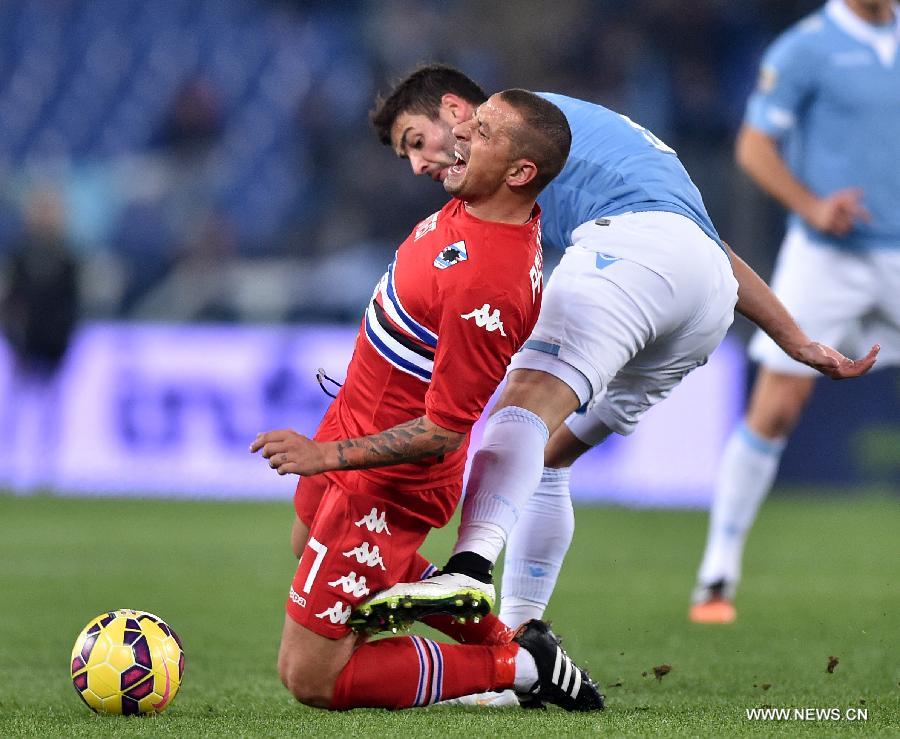 In the 17th round of 2014-2015 season Italian Serie A, Lazio beats Sampdoria 3-0. 