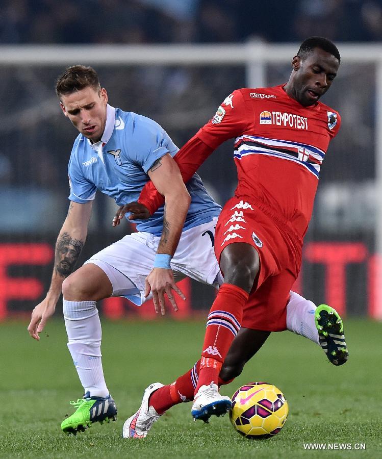 In the 17th round of 2014-2015 season Italian Serie A, Lazio beats Sampdoria 3-0. 