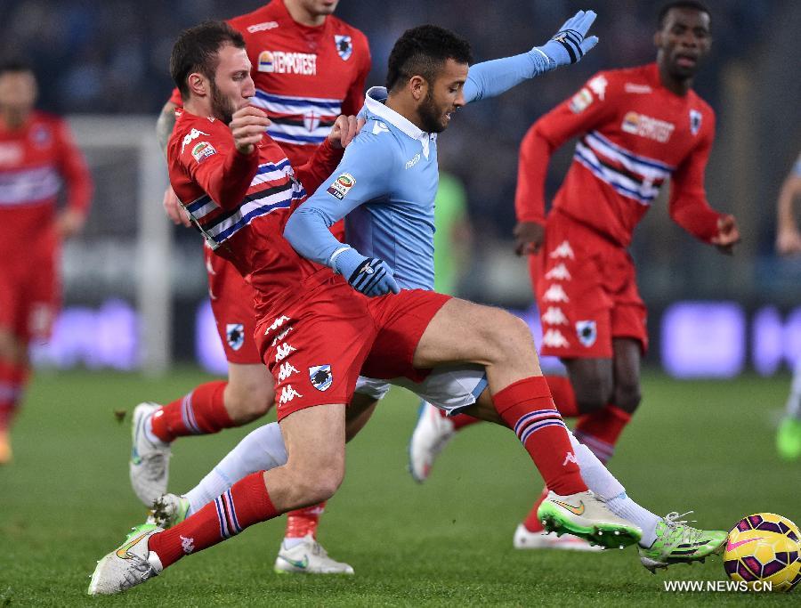 In the 17th round of 2014-2015 season Italian Serie A, Lazio beats Sampdoria 3-0. 