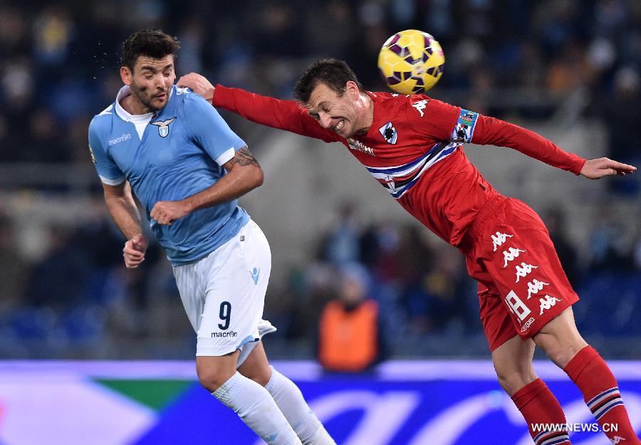 In the 17th round of 2014-2015 season Italian Serie A, Lazio beats Sampdoria 3-0. 