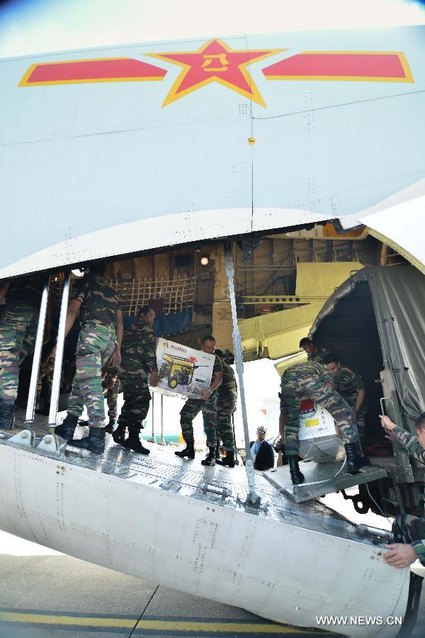 The relief goods offered by the People's Liberation Army of China arrived here Monday.