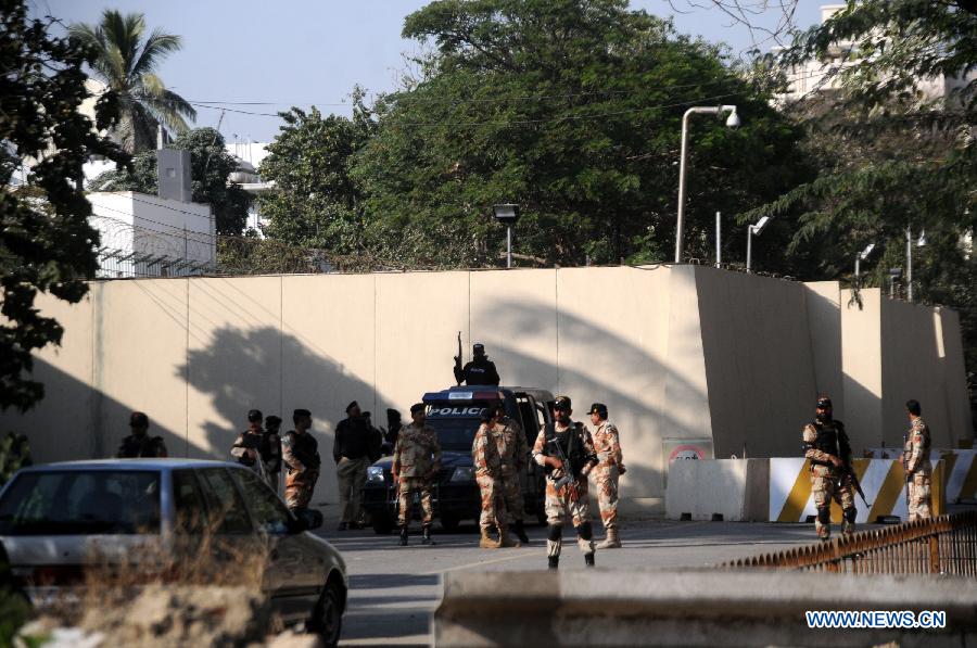 At least six people were injured on Friday afternoon in clashes between police and protesters as the latter marched toward the French Consulate against the printing of blasphemous caricatures by French journal Charlie Hebdo in Pakistan's southern port city of Karachi, local media reported.