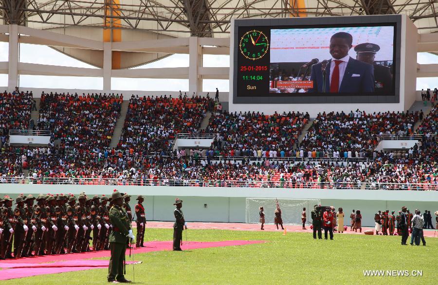 Zambia on Sunday held an inauguration ceremony to swear-in the country's sixth president who has pledged to protect the interest of foreign investors.