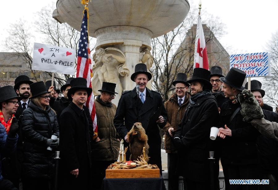 The Groundhog Day celebration is held at Dupont Circle in Washington D.C., capital of the United States, Feb. 2, 2015.