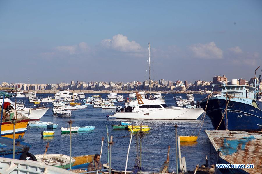 Photo taken on Jan. 30, 2015 shows a general view of a canal at the fisher-town El Max in Alexandria, Egypt. 
