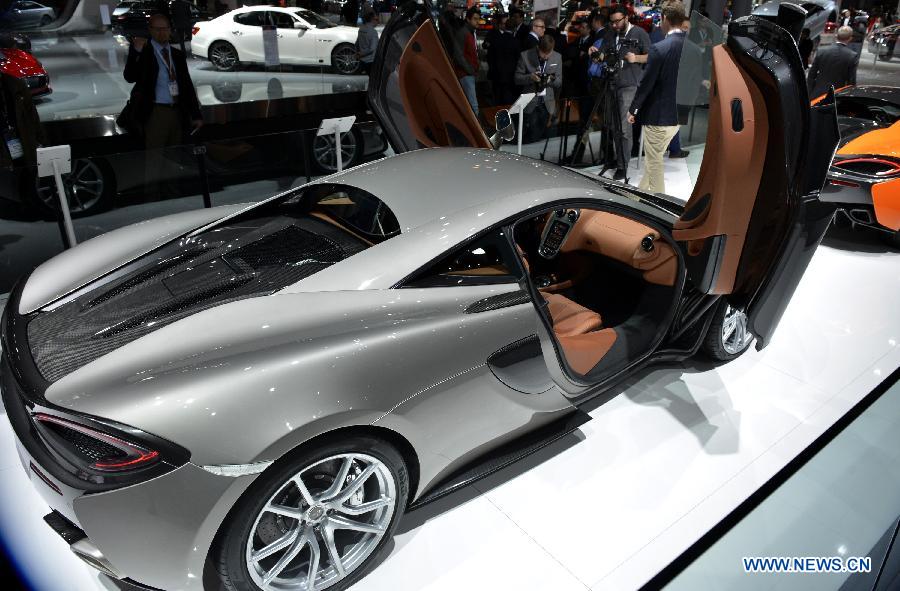 A Mclaren super car is displayed at the New York International Auto Show in New York, the United States, April 2, 2015.