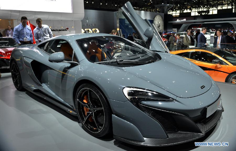 A Mclaren super car is displayed at the New York International Auto Show in New York, the United States, April 2, 2015. 