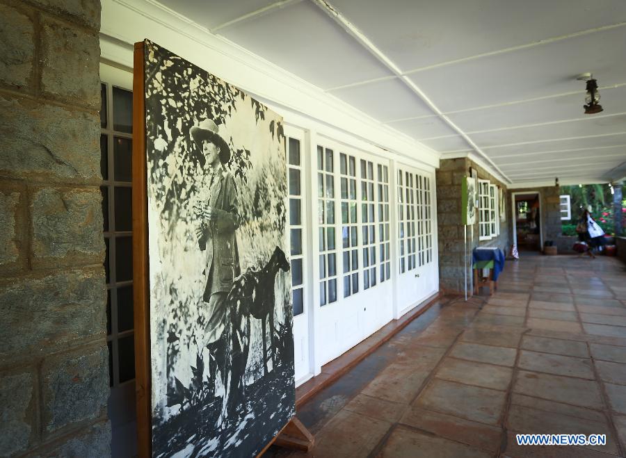 A portrait of Karen Blixen is put outside the Karen Blixen house museum in the suburb of Nairobi, Kenya, on May 17, 2015.