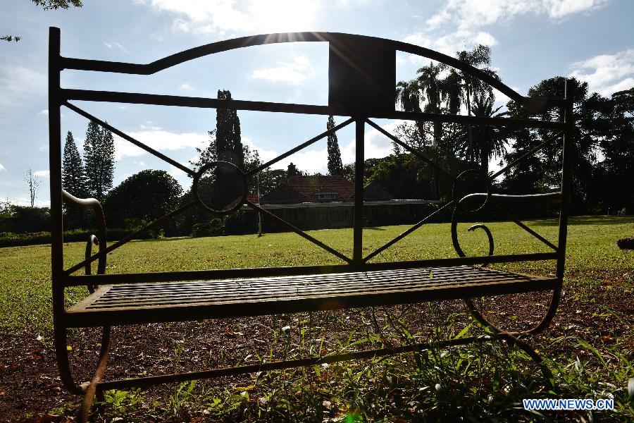 A bench is seen in Karen Blixen house museum in the suburb of Nairobi, Kenya, on May 17, 2015.