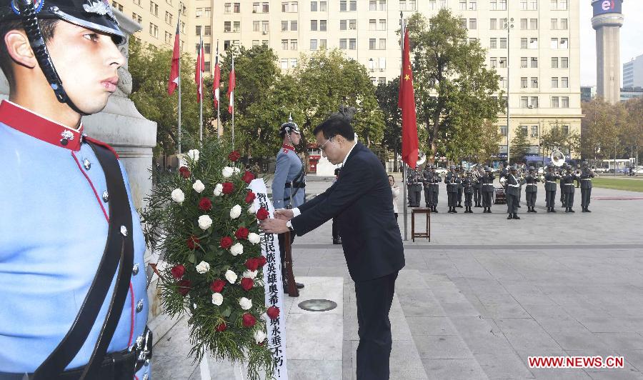 CHILE-CHINA-LI KEQIANG-VISIT-WREATH-LAYING CEREMONY