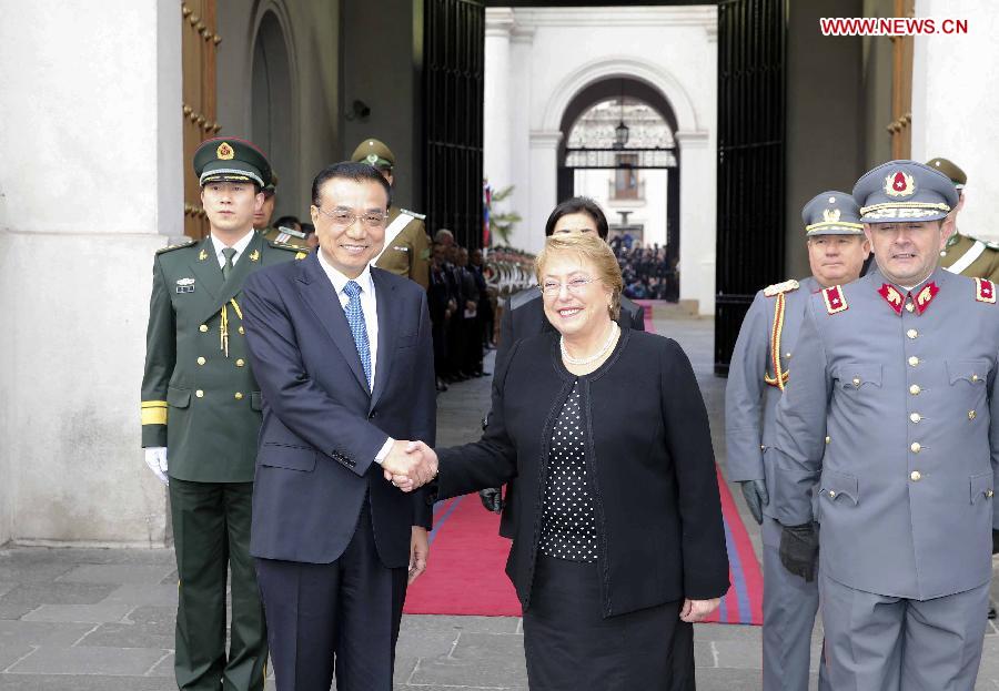 CHILE-CHINA-LI KEQIANG-VISIT-WELCOMING CEREMONY