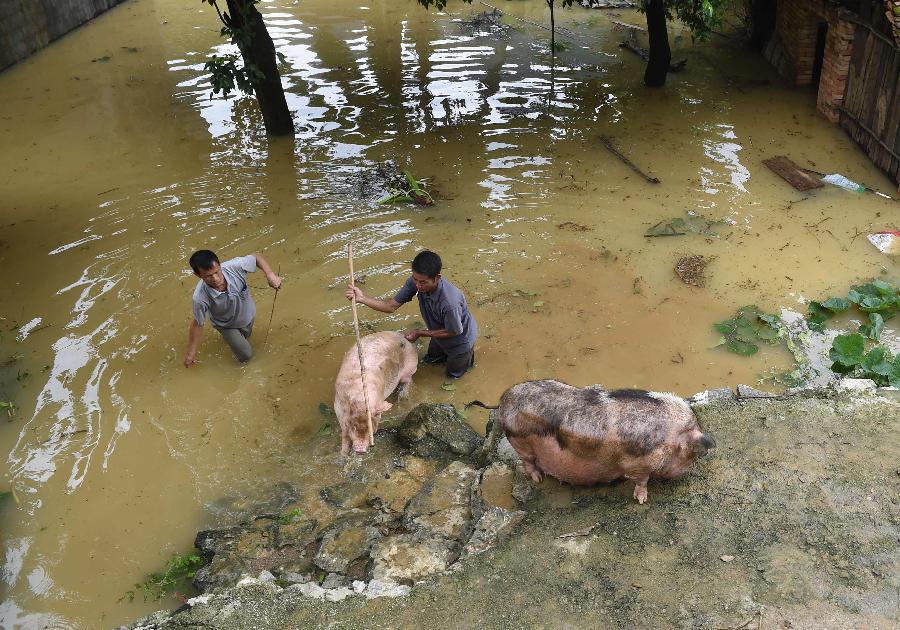 Heavy rain has battered Guangxi since Thursday, leaving three dead and five others missing.