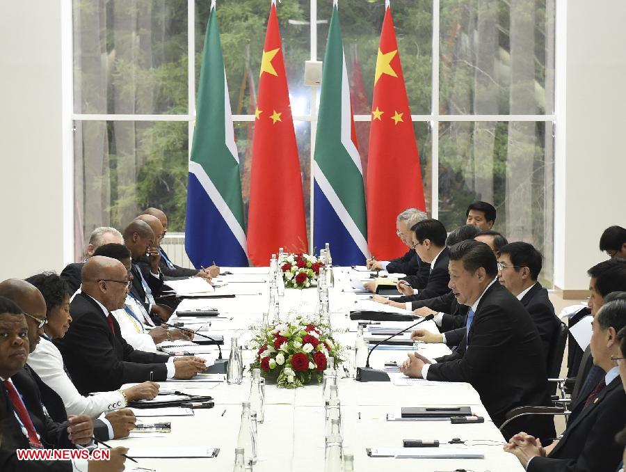 RUSSIA-UFA-CHINA-XI JINPING-JACOB ZUMA-MEETING 