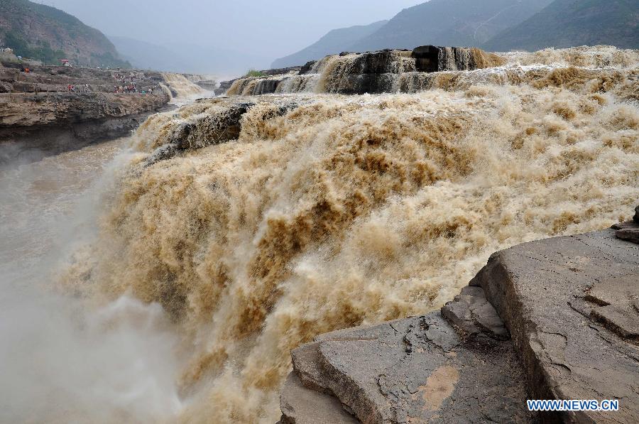 Photo taken on July 10, 2015 shows the Hukou Waterfall on the Yellow River in Linfen, north China's Shanxi Province.