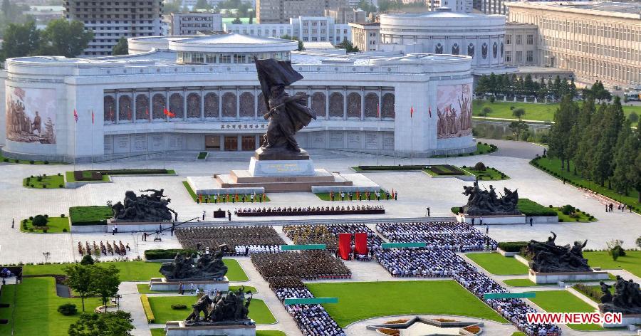 Photo provided by Korean Central News Agency (KCNA) on July 27, 2015 shows a national meeting being held to celebrate the 62nd anniversary of the Korean people's victory in the great Fatherland Liberation War in the Memorial Museum of the Victory of Fatherland Liberation War on July 26 in Pyongyang, the Democratic People's Republic of Korea (DPRK). (Xinhua/KCNA) 