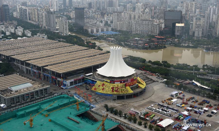 Photo taken on Sept. 18, 2015 shows the Nanning International Convertion and Exhibition Center where the 12th China-ASEAN Expo and the China-ASEAN Business and Investment Summit is held in Nanning, capital of southwest China's Guangxi Zhuang Autonomous Region.