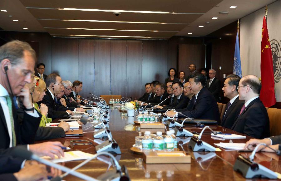 UN-NEW YORK-CHINA-XI JINPING-BAN KI-MOON-MEETING