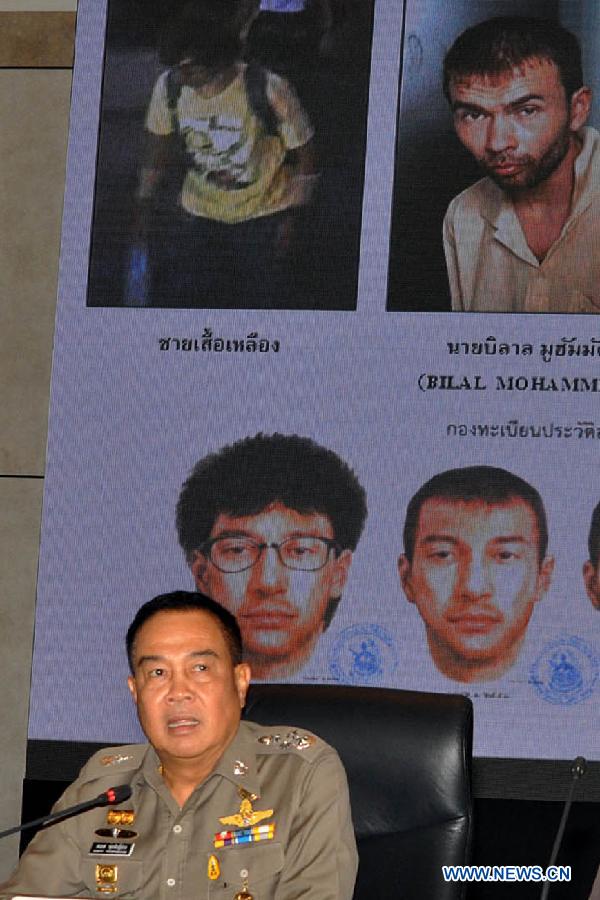 Thai national police chief Somyot Pumpanmuang speaks during a press conference at the Royal Thai Police headquarters in Bangkok, Thailand, Sept. 28, 2015. 