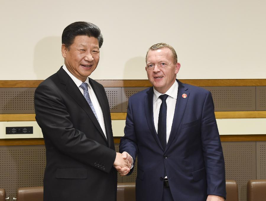 US-NEW YORK-CHINA-XI JINPING-DANISH PM-MEETING