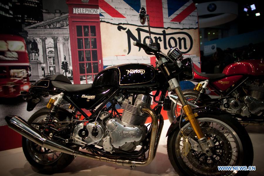 A motorcyclist takes part in an exhibition of Trial during the International Motorcycle Show Mexico at the Expo Bancomer Santa Fe in Mexico City, capital of Mexico, on Oct. 15, 2015. 