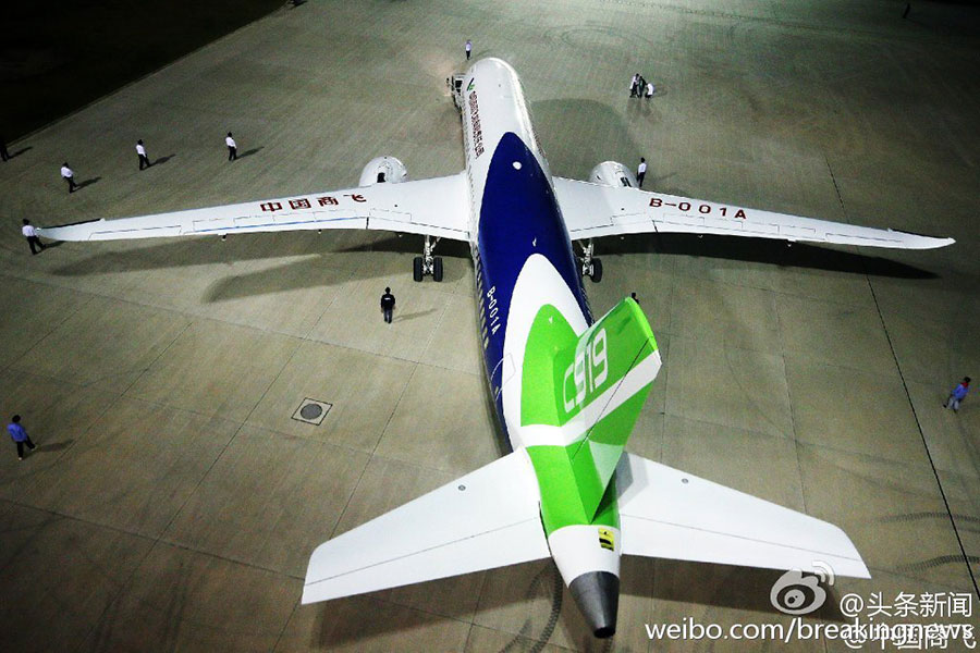 First China-developed large passenger jet C919 rolls off  line