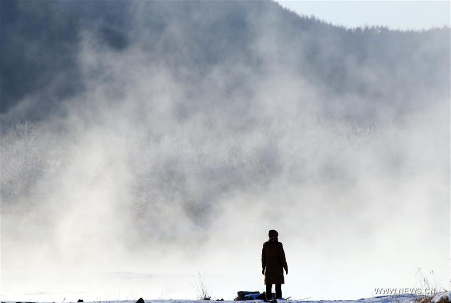 Photo taken on Nov. 21, 2015 shows the winter scenery near a river in Greater Khingan range in northeast China's Heilongjiang Province