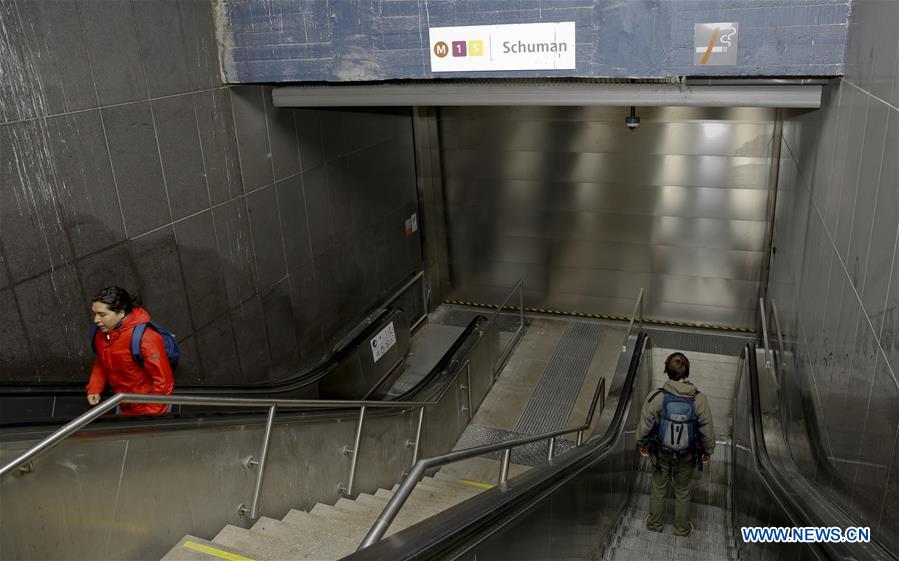 The Schuman metro station is shut dowm in Brussels, capital of Belgium, Nov. 21, 2015. 