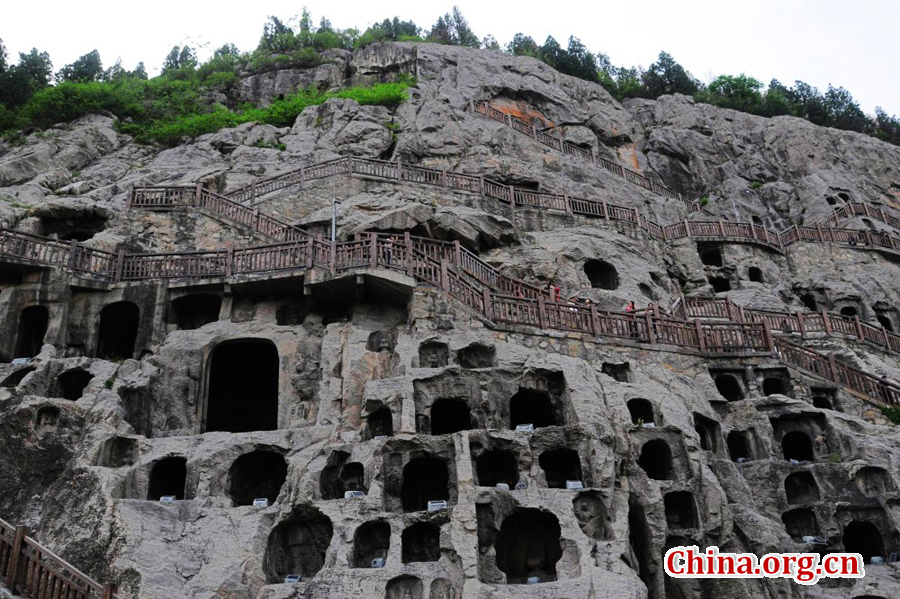 The Longmen Grottoes, located near Luoyang, Henan Province, are a treasure house of ancient Buddhist cave art.