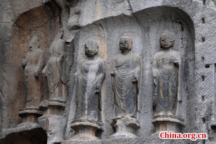 The Longmen Grottoes, located near Luoyang, Henan Province, are a treasure house of ancient Buddhist cave art.