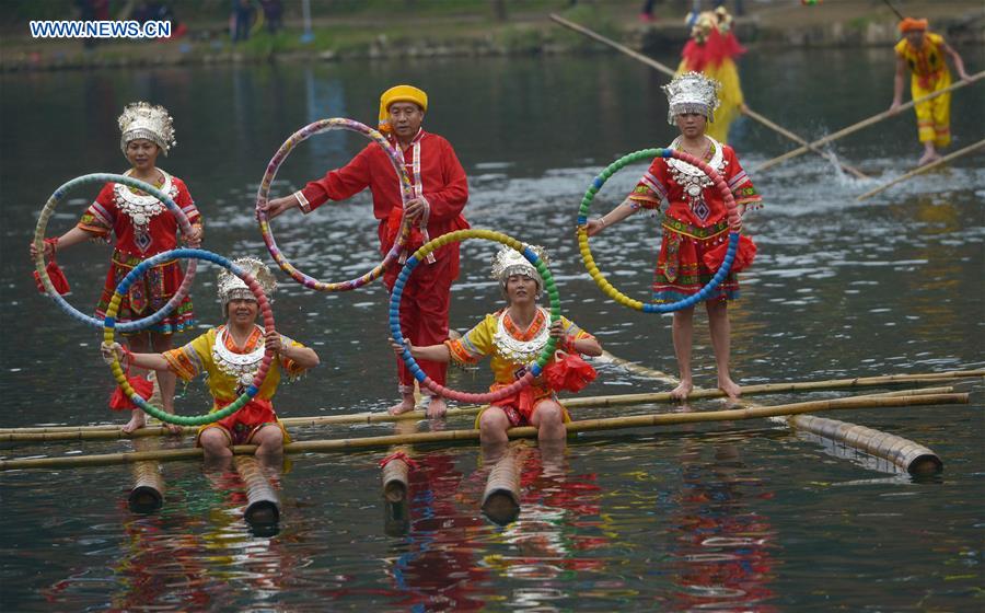 CHINA-GUIZHOU-BAMBOO DRIFTING-NEW YEAR CELEBRATION (CN)